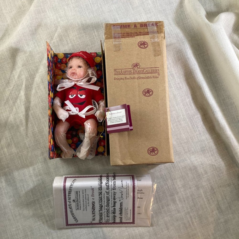 NWT Give Me a Break Red M&M porcelain doll The Ashton-Drake Galleries, Easter,